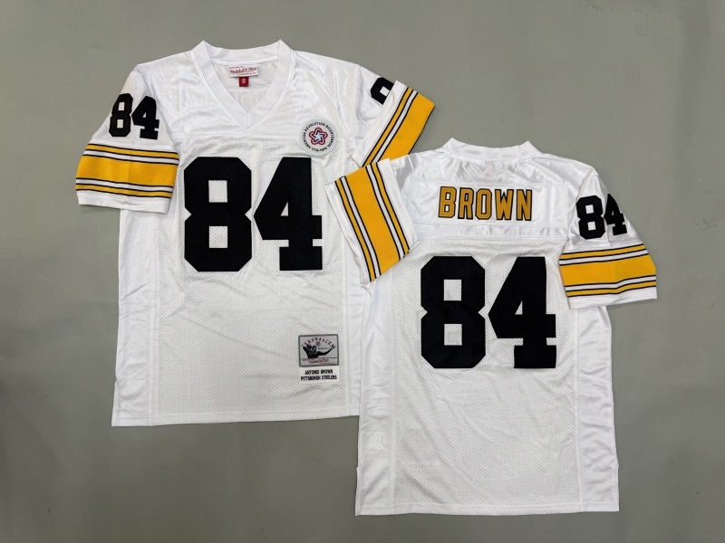 Men 2025 Pittsburgh Steelers #84 Brown white Throwback Limited NFL Jersey style 002